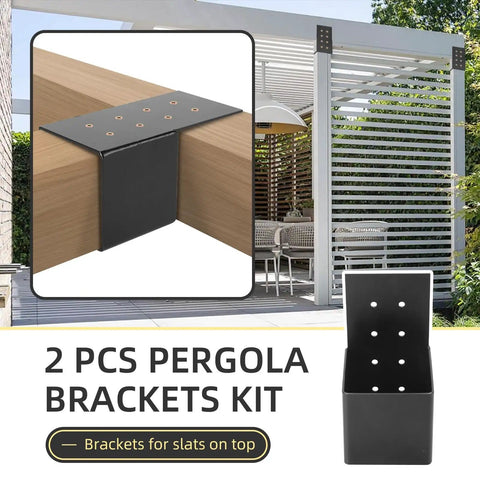 Heavy Duty Pergola Joist Brackets Set For 4x4 Wood Posts, Connector Brace And Post Top Rafter Brackets, 2 Pack, patio deck use