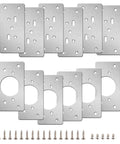 12 Pack Stainless Steel Cabinet Hinge Repair Kit with hinge cup plates, base plates, and screws displayed in two rows
