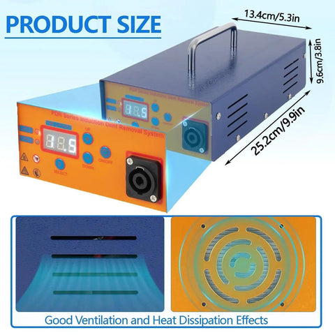 Induction Heater PDR Tool For Car Dent Removal Hot Box With Digital Display DIY 1380W 110V-120V Adjustable Power dimensions