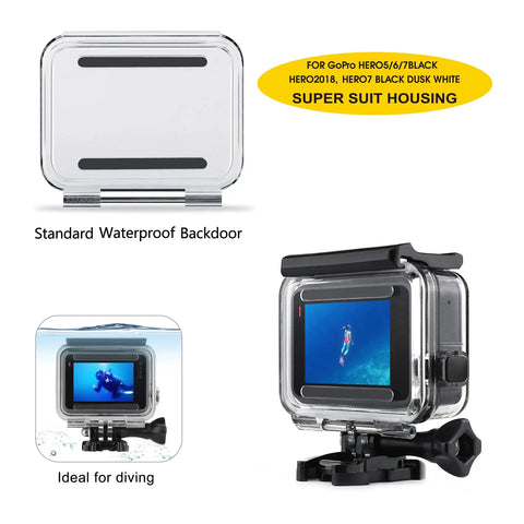 2 Pack Floaty Backdoor For GoPro Hero 5 6 7 Black Official Super Suit Waterproof Housing Case Replacement Durable Sealed Backdoor