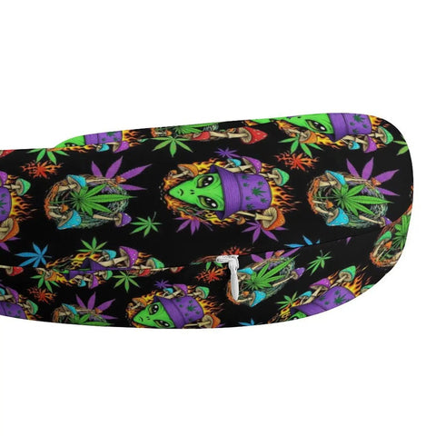 Travel Friendly Comfy Memory Foam U Shaped Neck Pillow For Women with colorful alien design cover