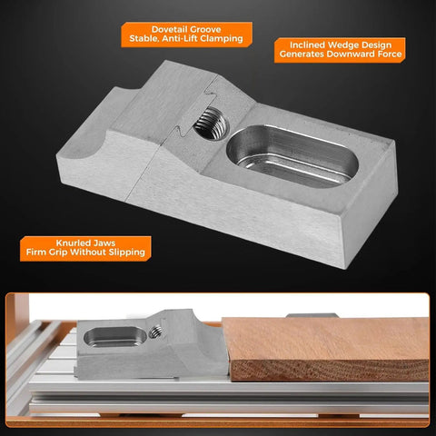 Top Gear Side Clamp Vise Set With Low Profile Die Steel Design For CNC Milling Engraving And Grinding Operations Featuring 60kN Force And M8 Arcuate Jaws. Dovetail groove and knurled jaws for stable clamping.