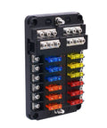 Side view of 12 Way Blade Fuse Box Holder with LED Indicator and Protective Cover for Car Boat Marine Trike Truck SUV Yacht RV Built Tough