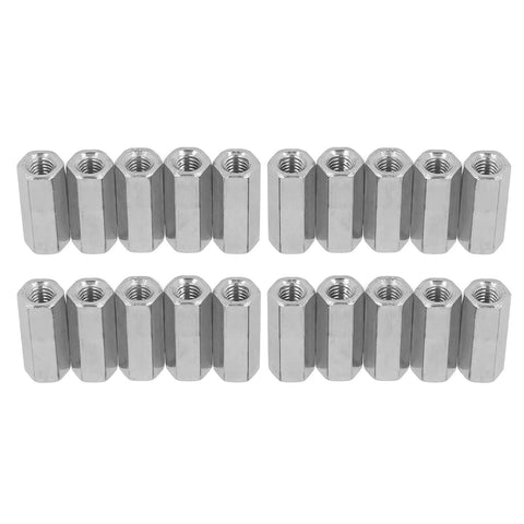 Stainless Steel Hex Coupling Nut Set, 20 Pack, M6x1 Thread, 25mm Length, Rod Connector Bolts For Studs And Machine Screws, Indoor Outdoor Use