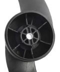 Close-up of two blade nylon propeller hub for electric trolling motor, black finish, 2.9 hub ID, 3.2 OD, part of power prop kit.
