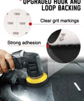 Dope Drill Sanding Attachment Kit with 3 Inch Hook And Loop Discs showing 1500 grit for car surface detailing.