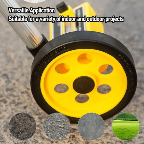 Zopsc Extendable Measuring Wheel for Construction showing durable yellow wheel for versatile indoor and outdoor use.