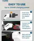 Ccs1 To Nacs Electric Vehicle Charging Adapter Compatible With Tesla And All Nacs Port Cars DC fast charge connector instructions for use.