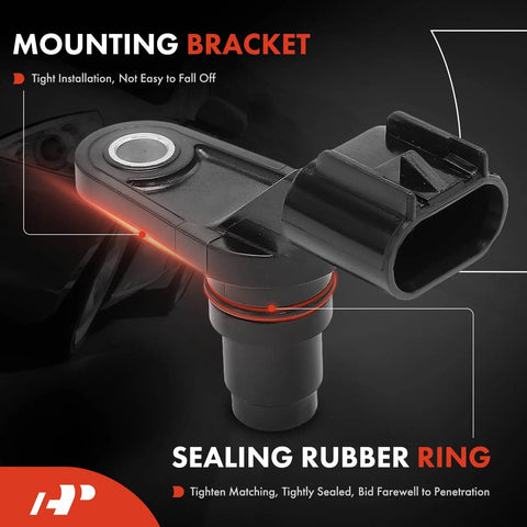 Chevy Camshaft Position Sensor Replacement For Equinox Impala Malibu HHR Captiva Sport Cobalt And More Direct Fit No Fuss Install For Buick Lacrosse Regal Verano GMC Terrain Pontiac G5 Saab And Other GM Models black sensor with mounting bracket and sealing rubber ring