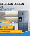 Modern kitchen with blue refrigerator showing EveryDrop 5 Compatible Refrigerator Water Filter Replacement for EDR5RXD1 efficacy