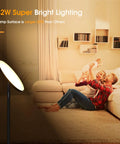 32W 2600LM LED Torchiere Floor Lamp With Remote, Super Bright Living Room Light illuminating family room