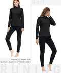 Women Long Sleeve Golf Polo Shirt Quarter Zip Stand Collar Pullover With Thermal Lining For Cold Weather Athletic Workout Top For Golf And Gym Training Black Size Medium Moisture Wicking Breathable worn by model.