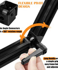 4 Pack 2020 Series Aluminum Extrusion Profile Connectors With 180 Degree Adjustable Pivot Brackets And Handles M6 X 1.0 Screws Nuts And Tap Bits For 6mm T Slot And 20 By 20 Aluminum Rails Black, black 2020 extrusion connector with handle