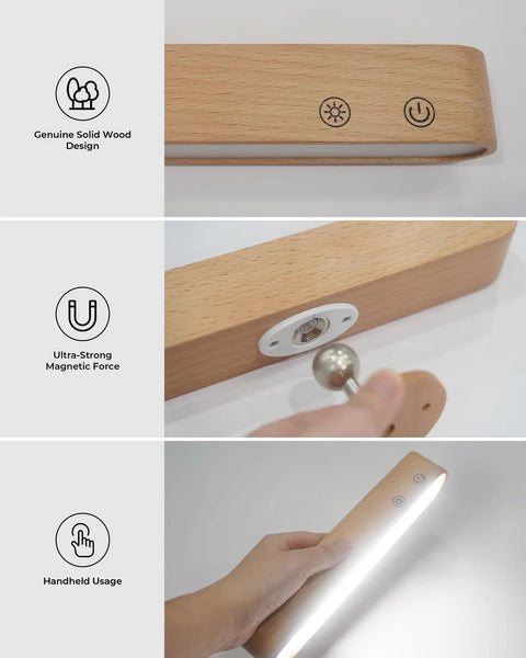 Dope Rechargeable Wood Wall Sconce With Remote And Touch Dimmer, solid wood, magnetic, handheld, 360 Degree Rotation