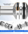 Close-up of tight, leak-proof seal in Pneumatic Solenoid Valve With Hand Pull Manual Control 5 Way 2 Position Air Valve, aluminum body