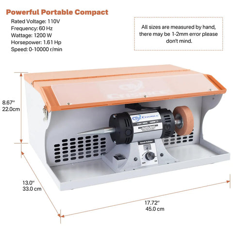 No Nonsense Beast Mode Heavy Duty Jewelry Polisher With Digital Speed Screen Variable Control 17.72x13x8.67 inch, 1200W, uses for polishing metals.