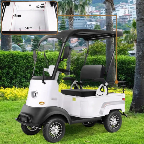 Road Ready Premium Electric Mobility Scooter For Adults With Kick Ass 800W Brushless Motor And 12 Mph Max Speed in a park with storage trunk visible.