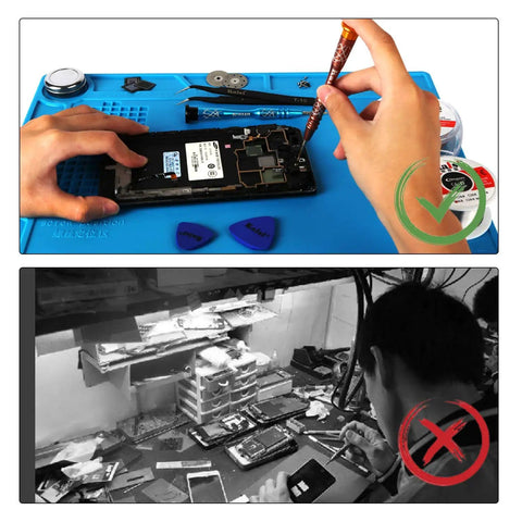 S-130 Heat Resistant Silicone Soldering Mat For Electronics Repair with built-in scale ruler, ideal for cell phone fixing