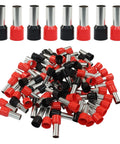 100 Pcs Wire Ferrules 4 AWG Copper Insulated Crimp Connectors E2516 Kit With 50 Black 50 Red End Terminals