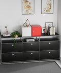 Sturdy 0.9mm Steel Cube Storage Organizer With Door 11 By 11 By 11 Inches Compact Desk Side Cabinet Boss Grade Stackable Modular Metal Bin