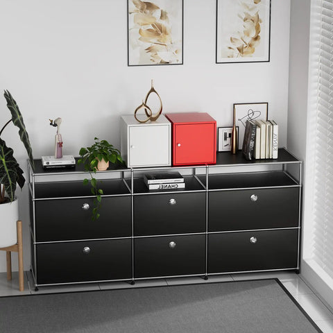 Sturdy 0.9mm Steel Cube Storage Organizer With Door 11 By 11 By 11 Inches Compact Desk Side Cabinet Boss Grade Stackable Modular Metal Bin