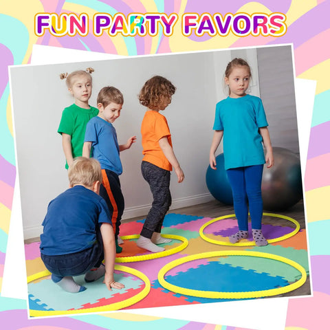 Children playing with Two Adjustable Toy Hoop Exercise Ring Set With Detachable Plastic Blocks, Portable 26 Inch Fitness Rings