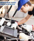 Mechanic using 4 Pack Telescoping Inspection Mirrors Set with Round and Rectangular Heads for car engine inspection
