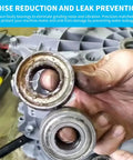 Premium Heavy Duty Rear Drum Bearing And Seal Kit For Lg Kenmore Front Load Washers Replaces 4280 En showing worn bearings in hand.