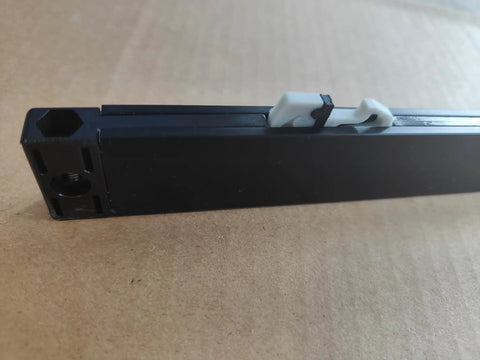 Close-up of Heavy Duty Soft Close Shower Door Hardware No Fuss Slick Glide Roller Kit for Flat Track Bathroom Sliders.