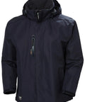 Men's Waterproof Shell Jacket With Detachable Hood And High Collar, Breathable Fully Taped Seams, No Shoulder Seams, Large Black