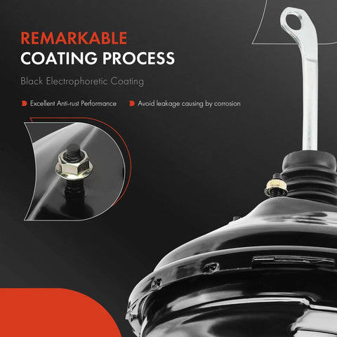 Heavy Duty Vacuum Brake Booster Compatible With Ford Bronco F100 F150 F250 1979 showing black electrophoretic coating details.