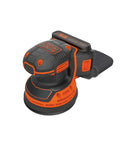 Cordless Orbital Sander With 12,000 OPM For Fast Material Removal, lightweight design, orange and black, compact tool visible