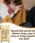 Straight Up Essential Vintage Wooden Wrap Per Inch Guide Gauge For Spinners Lowkey Legendary Yarn Wrap Board With Diz Spot, displaying with knitting in progress.