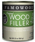 Natural Wood Putty One Pint Fast Drying Waterproof Paste For Filling Gaps Holes And Cracks Smooth As Butter No Shrink No Sweat Formula in a 23 oz can.