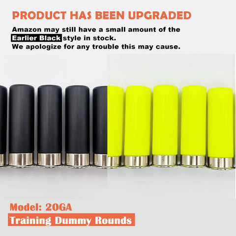 20 Gauge Safety Practice Rounds Action Trainer Dummy Snap Caps Dry Fire Training Kit 6 Pack CNC Machined in black and neon yellow