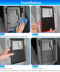 Installation steps for 3 Piece Center Console Organizer And Armrest Tray For Honda CRV 2023 2024 2025 2026 showing cleaning, peeling adhesive, placing, and setting.
