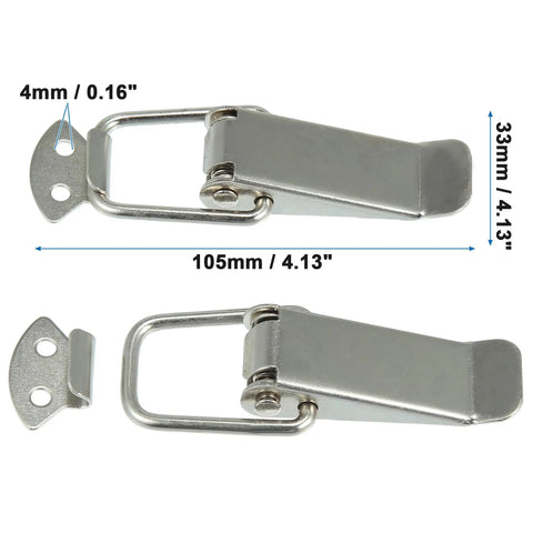 Universal Car Bumper Security Hooks With Quick Release Locks, silver tone, 105x33mm, shown with measurements, 2-pack, DIY friendly