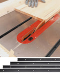 Pro Grade Four 48 Inch T Track System With Intersection Kit For Woodworking installed on table saw for precise cuts.