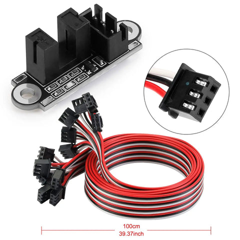 Six Pack Optical Endstop Switches With 1M Cable For 3D Printers Photoelectric Light Control Limit Switch Module shown with wiring