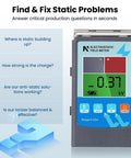 Genuine Static Meter And Electrostatic Fieldmeter For Quick ESD Touch Ups measuring up to twenty kilovolts with LCD display.