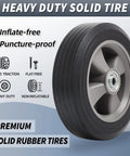 8 Inch Solid Rubber Flat Free Tire And Wheel With Ball Bearings Half Inch Axle Bore 2 Inch Offset Hub For Hand Truck Dolly