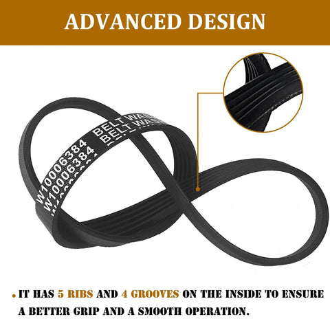 Heavy Duty Washer Drive Belt For Top Load Machines Quick Swap Compatible With Whirlpool And Maytag, 21.4 inch with 5 ribs and 4 grooves.