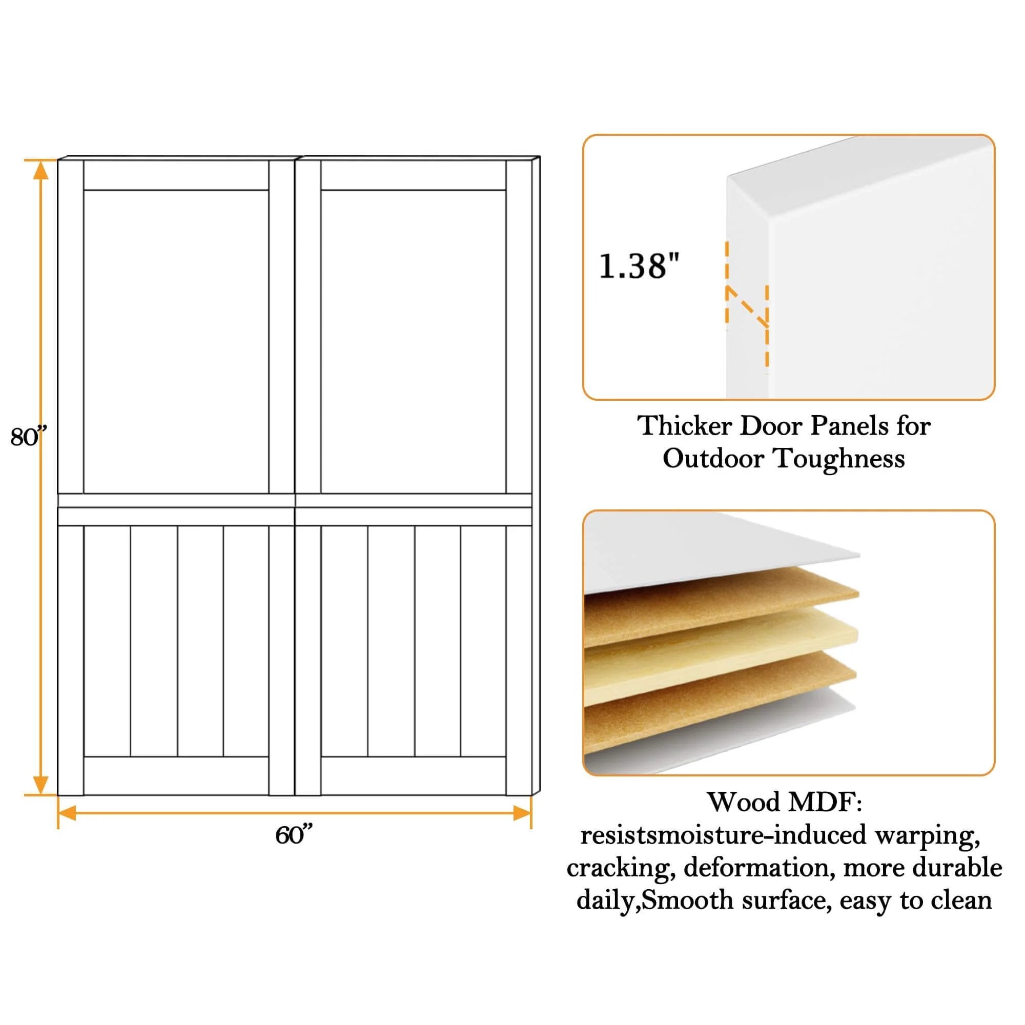 French Dutch door with glass panels 60x80 White ✓