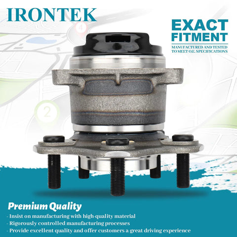 Front view of Rear Wheel Bearing And Hub Assembly For Nissan Rogue And Rogue Select With ABS, 5-Lug, 1 Piece Plug-N-Play
