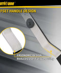 Heavy Duty Aluminum Duct Stretcher Tool For HVAC Sheet Metal Ductwork Installation, Offset PVC Handle, ergonomic grip detail