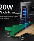 Ray5 20W Pro Grade Laser Engraver and Cutter slicing acrylic and wood with 3.5 inch touchscreen for DIY projects