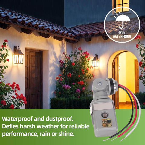 Two Pack Dusk To Dawn And Day Night Sensor For Outdoor Lighting Wide Voltage 120 277 VAC 50 60 Hz IP65 Waterproof Swivel Mount Photocell