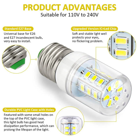 Led Light Bulb For Refrigerator Replacement PS12364857 AP6278388 Fits Frigidaire Electrolux Kenmore with LED chips and PVC case