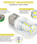 Ultra Bright 3.5W LED Refrigerator Light Bulb With E27 Base 110 240V Easy Install Replacement For Frigidaire Kenmore Electrolux 5304511738 PS12364857 AP6278388 4584444 White Light showing product advantages and detailed construction