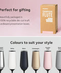 Top Tier Insulated Champagne Flute With Detachable Stem And Secure Lid Premium Stainless Steel Tumbler in various colors and packaging.